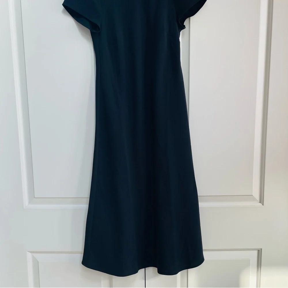 NWOT J. Crew 2023 Sustainable Black Cap Sleeve Key Hole Back Maxi Dress Sheath